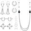 Fake Nipple Ring for Women Non-Piercing Dangle Nipple Rings Clip On Nipple Rings Nipple Clamp Stainless Faux Body Piercing Jewelry