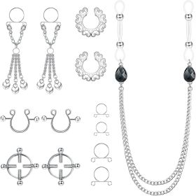 Fake Nipple Ring for Women Non-Piercing Dangle Nipple Rings Clip On Nipple Rings Nipple Clamp Stainless Faux Body Piercing Jewelry