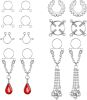 5Pairs Fake Nipple Rings for Women Men Adjustable Shield Rings with Bell Surgical Steel Nipple Clamp Rings Non Piercing Nipple Rings Dangles Clip On F