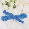 2Pcs Lace Garter Wedding Garters for Bride Flower Belt Design Bridal Garter Set Deep Blue