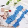 2Pcs Lace Garter Wedding Garters for Bride Flower Belt Design Bridal Garter Set Deep Blue