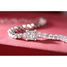 1Rubik Cube Luxury Fashion Mosan Diamond Silver Jewelry Comparable To Natural Diamond Bracelet Prohibit Tk Sales (Option: Bracelet)