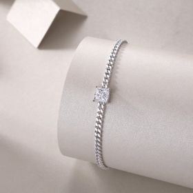 1Resolute Luxury Fashion Mossan Diamond S925 Silver Bracelet Prohibit Tk Sales (Option: Bracelet)