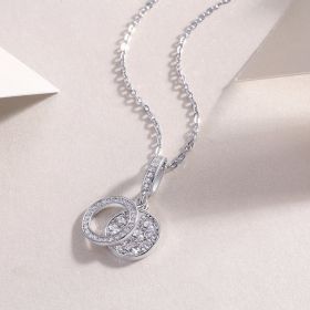 1Double Ring Combination - A Fashionable And Luxurious Diamond Jewelry Piece Set With Moissanite S925 Sterling Silver And Platinum-plated Pendant (Option: Including chain)