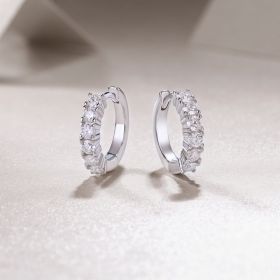 1Pursuit - Fashionable And Luxurious Diamond Jewelry Earrings Set With Moissanite S925 Sterling Silver And Platinum-plated Stud Earrings Prohibit (Option: A pair)