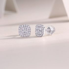 1Fog Sea - Fashionable And Luxurious Diamond Jewelry Set With Moissanite S925 Sterling Silver And Platinum-plated Stud Earrings Prohibit Tk Sales (Option: A pair)