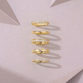 1Golden Stars - Fashionable Men And Women Ring And Ring Jewelry Set With Moissanite S925 Sterling Silver And Gold-plated Diamond Prohibit Tk Sale (Option: A set of five-No5)
