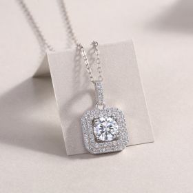 1Sugar Diamond - A Fashionable And Luxurious Diamond Jewelry Piece Set With 1-carat Moissanite S925 Sterling Silver And Platinum-plated Pendant P (Option: 1carat)
