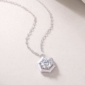 1Geometric - A Fashionable And Luxurious Diamond Jewelry Pendant Set With 1-carat Moissanite S925 Sterling Silver Prohibit Tk Sales (Option: 1carat)