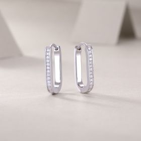 1Reincarnation - Fashionable And Luxurious Diamond Jewelry With Moissanite S925 Sterling Silver And Platinum-plated Stud Earrings Prohibit Tk Sal (Option: A pair)