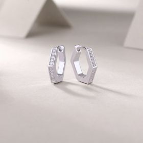 1State Of Mind - Fashionable And Luxurious Diamond Jewelry Set With Moissanite S925 Sterling Silver And Platinum-plated Stud Earrings Prohibit Tk (Option: A pair)