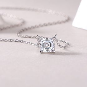 1Eternal - A Fashionable And Luxurious Diamond Jewelry Pendant Set With Square Moissanite S925 Sterling Silver Prohibit TikTok sales (Option: Including chain)