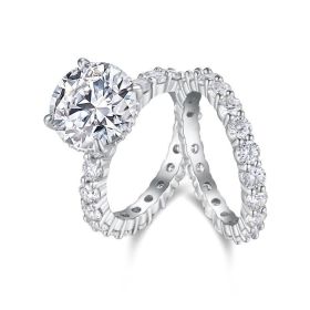 1Time Vow - Fashionable Men And Women Ring Row Jewelry Set With 5-carat Moissan Diamond S925 Sterling Silver And Platinum-plated Diamond Prohibit (Option: Two pieces per set-No5)
