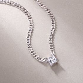 1Zhang Yang - A Fashionable And Luxurious Diamond Jewelry Pendant Set With Square Moissanite S925 Sterling Silver Prohibit Tk Sales (Option: Including chain)