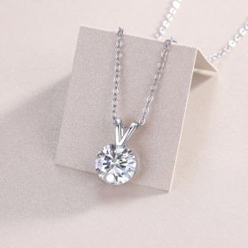 1V-shaped - A Fashionable And Luxurious Diamond Jewelry Piece Set With 2-carat Moissan Diamond S925 Sterling Silver And Platinum-plated Pendant P (Option: 2carat)
