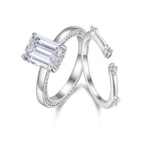 1Ice Crystal Love - Fashionable Men And Women Ring And Ring Jewelry Set With Moissanite S925 Sterling Silver And Platinum-plated Diamond Prohibit (Option: Two pieces per set-No5)