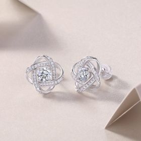 1Hope Beam - A Fashionable And Luxurious Diamond Jewelry Piece Set With Half-carat Moissanite S925 Sterling Silver And Platinum-plated Stud Earri (Option: Half a carat)