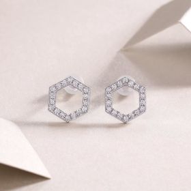 1Empowering The Future - Fashionable, Trendy And Affordable Jewelry With Moissanite S925 Sterling Silver And Platinum-plated Stud Earrings Prohib (Option: A pair)