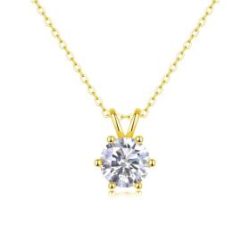 1Romantic Mark - A Fashionable And Luxurious Diamond Jewelry Pendant Set With 2-carat Moissanite S925 Sterling Silver Prohibit Tk Sales (Option: Golden)