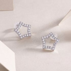 1Tonight New Star - S925 Moissanite Sterling Silver Earrings With Platinum-plated Stud Earrings, Fashionable, Trendy And Affordable Jewelry Prohi (Option: A pair)