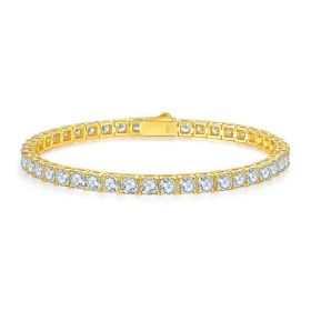 1Unique Luxury Fashion Mosan Diamond S925 Silver Bracelet Prohibit Tk Sales (Option: Golden-165mm)