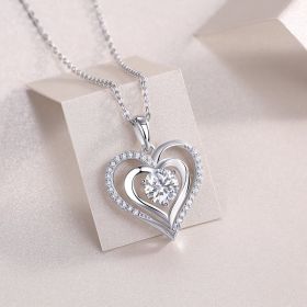 1Heart-to-heart Connection - A Fashionable And Luxurious Diamond Jewelry Pendant Set With 1-carat Moissan Diamond S925 Sterling Silver And Platin (Option: 1carat)