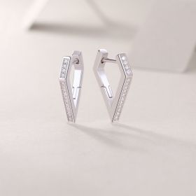 1Coronation - Fashionable And Luxurious Diamond Jewelry Set With Moissanite S925 Sterling Silver And Platinum-plated Stud Earrings Prohibit Tk Sa (Option: A pair)