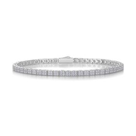 1Piano Poet Luxurious Fashion Set Mosan Diamond S925 Silver Bracelet Rivaling Natural Diamonds Prohibit Tk Sales (Option: 190mm)