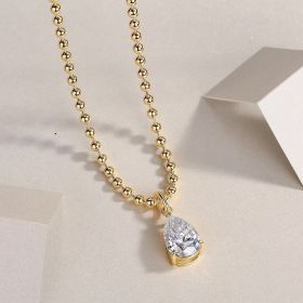 1Wish Light - A Fashionable And Trendy Diamond Jewelry Necklace Pendant Set With Pear-shaped Moissanite S925 Sterling Silver And Gold Plating Pro (Option: Pearshaped moissanite)