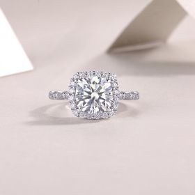 1Gorgeous Square Diamond - Set With Moissan S925 Sterling Silver And Platinum-plated Diamond Ring, Fashionable Diamond Jewelry Prohibit Tk Sales (Option: No5)