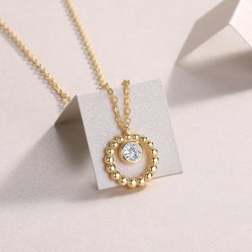 1Moon Pearl - A Fashionable And Trendy Diamond Pendant Necklace Set With 0.5-carat Moissanite S925 Sterling Silver And Gold Plating Prohibit TikT (Option: 50points)