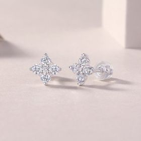 1Sweetheart French - Fashionable And Luxurious Diamond Jewelry Set With Moissanite S925 Sterling Silver And Platinum-plated Stud Earrings Prohibi (Option: A pair)