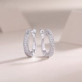 1Highlight - S925 Moissanite Sterling Silver Earrings With Platinum-plated Stud Earrings, Fashionable, Trendy And Affordable Diamond Jewelry Proh (Option: A pair)