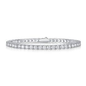 1Unique Luxury Fashion Mosan Diamond S925 Silver Bracelet Prohibit Tk Sales (Option: Silver-165mm)