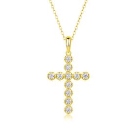 1Entrusted - A Fashionable And Luxurious Diamond Jewelry Pendant Set With Moissanite S925 Sterling Silver Prohibit Tk Sales (Option: Golden)