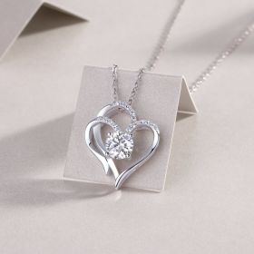 1Heart To Heart - A Fashionable And Luxurious Diamond Jewelry Pendant Set With 1-carat Moissan Diamond S925 Sterling Silver And Platinum Plating (Option: 1carat)
