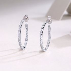 1Ribbon - Square Moissanite S925 Sterling Silver Earrings With Platinum-plated Stud Earrings, A Fashionable And Luxurious Diamond Jewelry Accesso (Option: A pair)