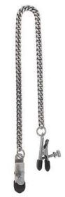 Adjustable Broad Tip Nipple Clamps With Jewel Chain Silver (SKU: TCN-SPF-01)