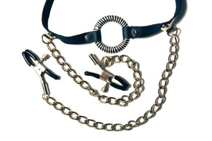 O-Ring Gag with Nipple Clamps (SKU: TCN-PD3845-23)