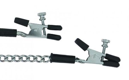 Adjustable Alligator Nipple Clamps With Link Chain Silver (SKU: TCN-SPF-29)