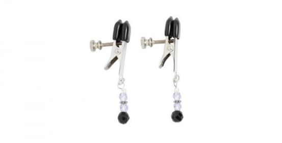 Adjustable Broad Tip Nipple Clamps W/Purple Beads (SKU: SPF103)