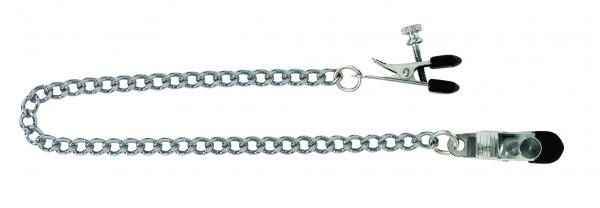 Adjustable Broad Tip Nipple Clamps With Link Chain Silver (SKU: SPF26)