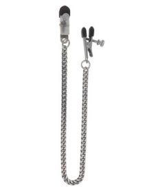 Adjustable Broad Tip Nipple Clamps With Jewel Chain Silver (SKU: SPF01)