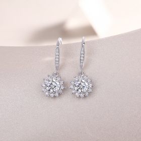 1Qingcheng - A Fashionable And Luxurious Diamond Jewelry Accessory Set With Half-carat Moissan Diamond S925 Sterling Silver And Platinum-plated S (Option: Half a carat)