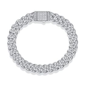 1The Light Of Faith Luxury Fashion Mossan Diamond S925 Silver Bracelet Prohibit Tk Sales (Option: 165mm)