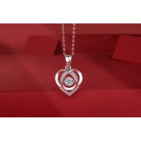 1With You In My Heart - A Fashionable And Trendy Jewelry Necklace Pendant Set With 0.5-carat Moissanite S925 Sterling Silver And Platinum Plating (Option: Half a carat)