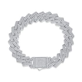 1The Keel Luxury Fashion Mossan Diamond S925 Silver Bracelet Rivaling Natural Diamonds Prohibit Tk Sales (Option: 165mm-Silver)